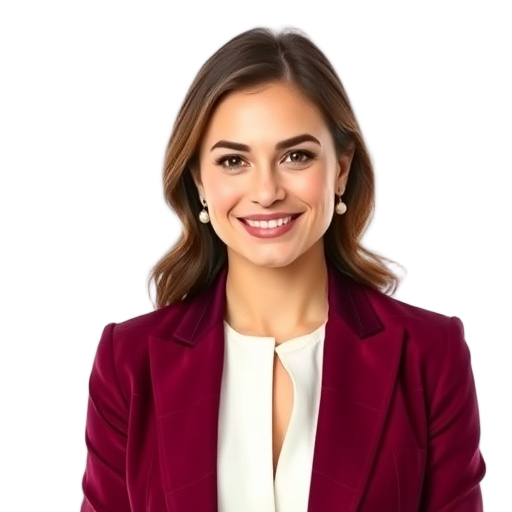 A person smiling to the camera with a white background looking like