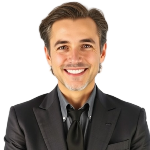 A person smiling to the camera with a white background looking like