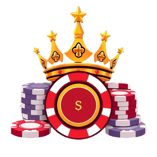 Carefully describe an image with a focus on “casino chips” “star crown” “hotel suite”, showing a premium high-end casino verblijf vibe, use thick clean outlines, flat colors, minimal shading, centered composition.