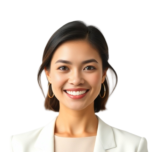A person smiling to the camera with a white background looking like