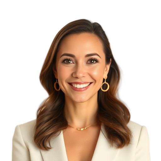 A person smiling to the camera with a white background looking like