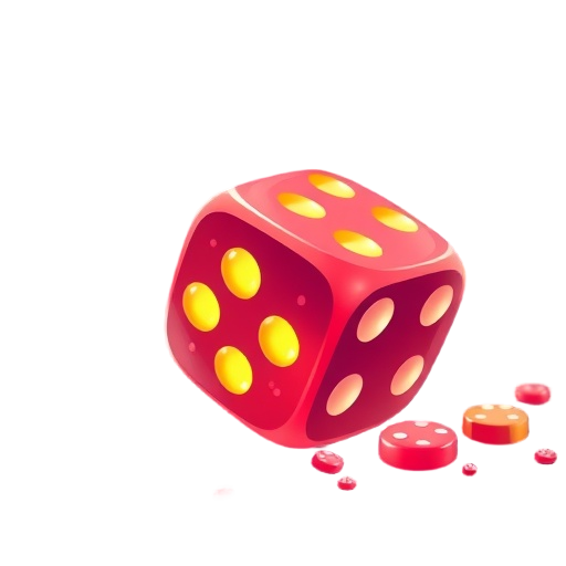 Carefully describe an image in great detail that needs to be generate, use quotes to split visual things. "glowing dice" "candy cascade" "sparkles"