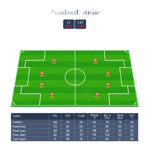 Carefully describe an image in great detail that needs to be generate, use quotes to split visual things. "football data" "player stats" "strategy grid"
