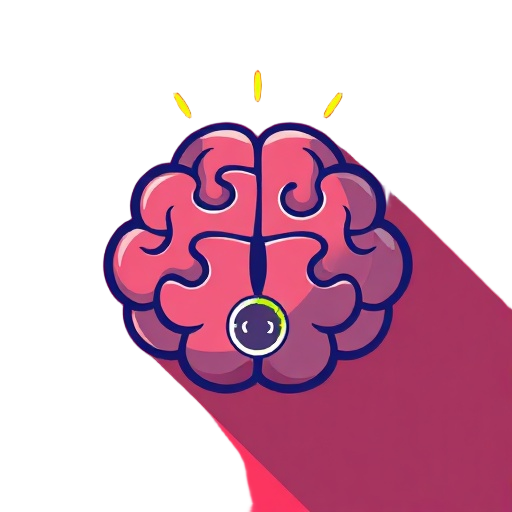 Center a stylized "puzzle" piece forming a friendly brain shape, with sharp yet playful interlocking cut lines, two small glowing "challenge" sparks above it, and subtle circuit-like puzzle traces wrapping around like a loop, bright flat colors with thick