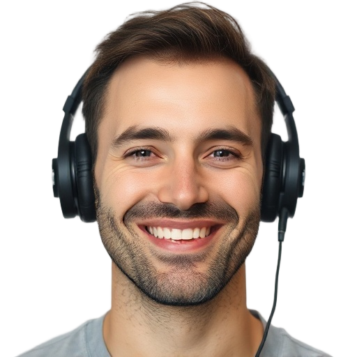 A person smiling to the camera with a white background looking like