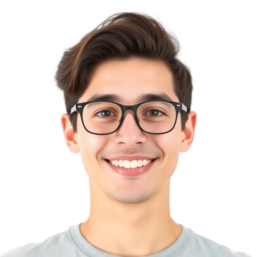 A person smiling to the camera with a white background looking like