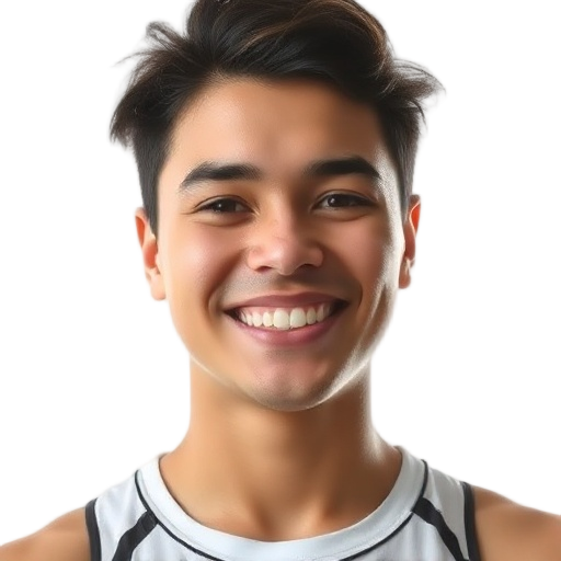A person smiling to the camera with a white background looking like