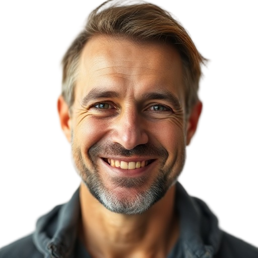 A person smiling to the camera with a white background looking like