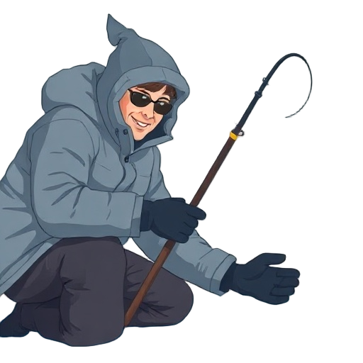 Carefully describe an image in great detail that needs to be generate, use quotes to split visual things. "ice fisher jigging"