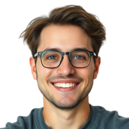 A person smiling to the camera with a white background looking like
