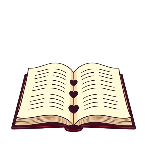 Carefully describe an image in great detail that needs to be generate, use quotes to split visual things. "open book" "path steps" "heart ink" "compass" "timeline line"