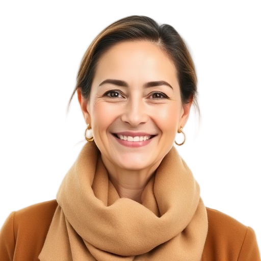 A person smiling to the camera with a white background looking like
