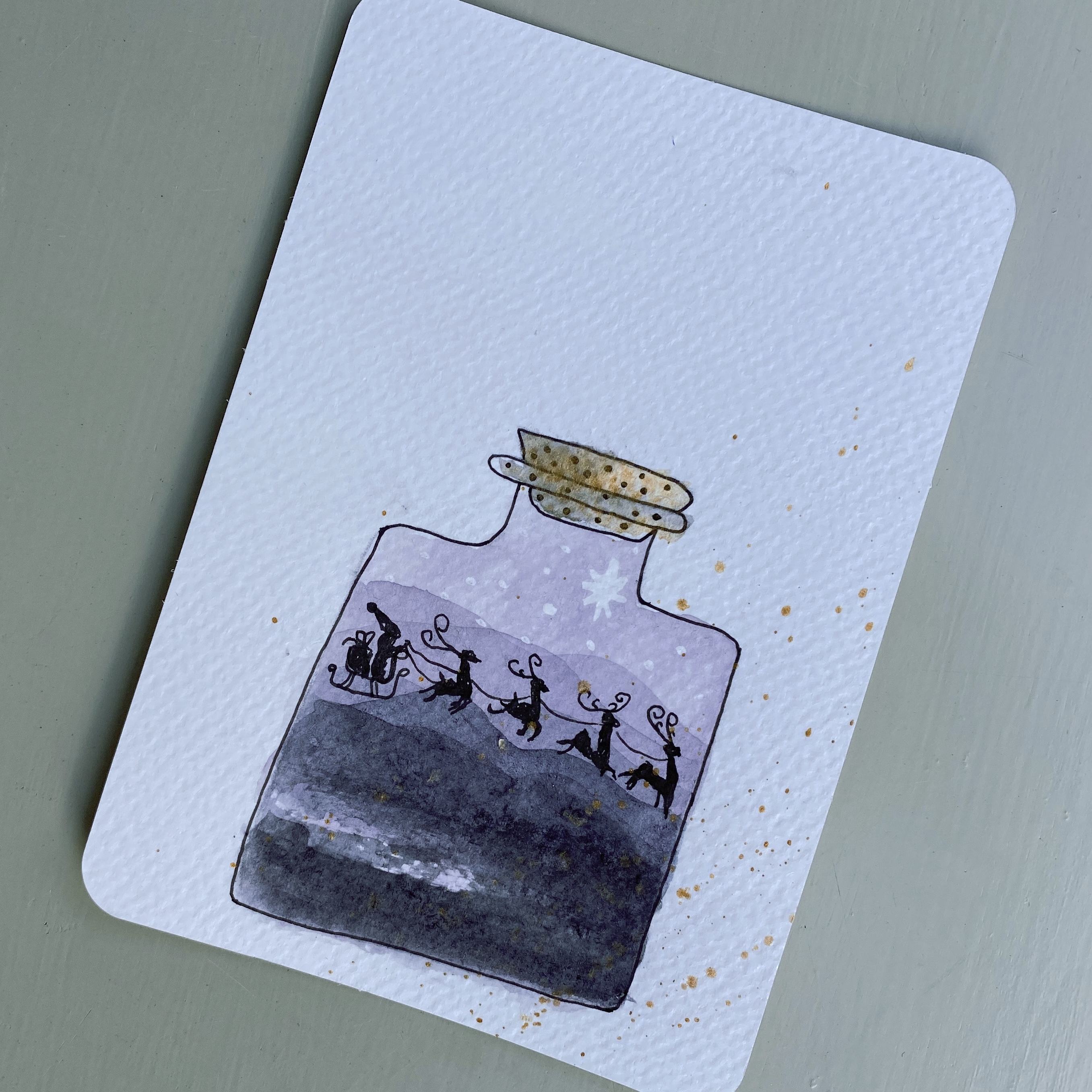 Rendieren Kerstkaart in aquarel verf online cursus