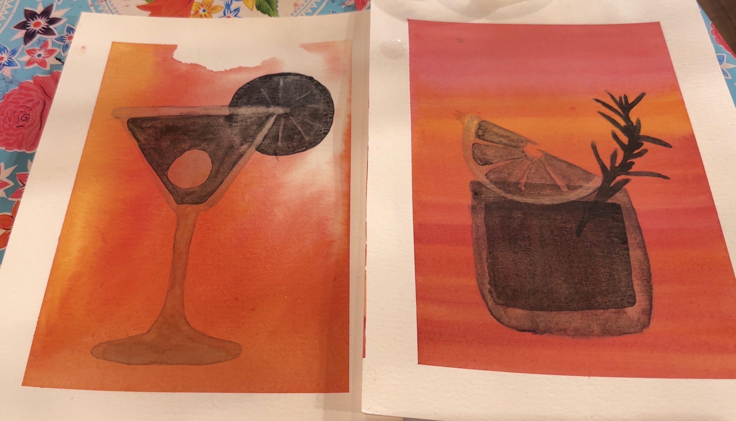 zomerse ontwerpen in aquarel schilderen