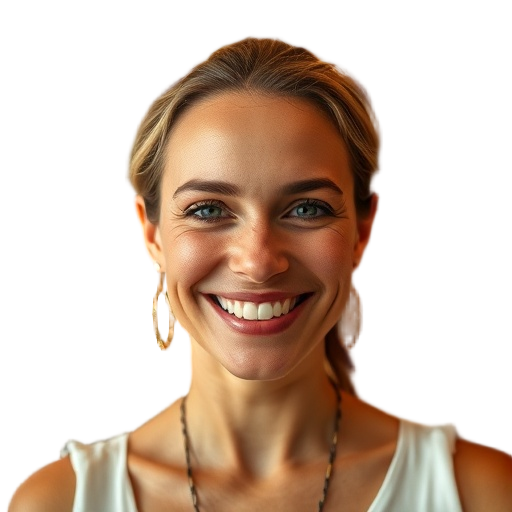 A person smiling to the camera with a white background looking like