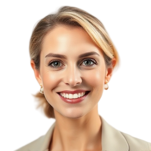 A person smiling to the camera with a white background looking like