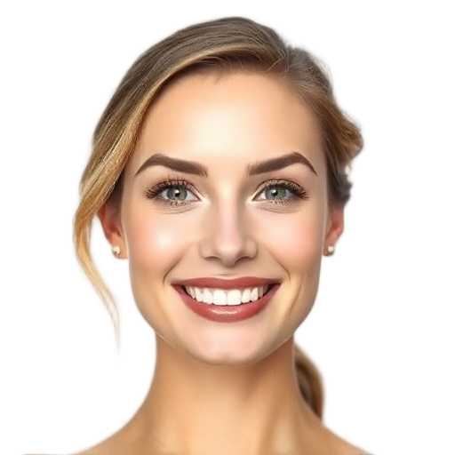 A person smiling to the camera with a white background looking like