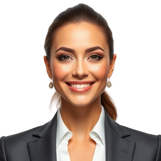 A person smiling to the camera with a white background looking like