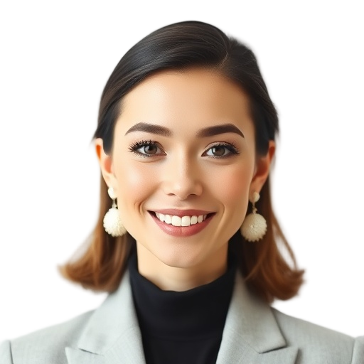 A person smiling to the camera with a white background looking like