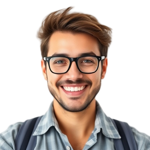 A person smiling to the camera with a white background looking like