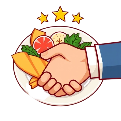 "five star" "gourmet plate" "handshake" "sparkle luxury" "food variety"