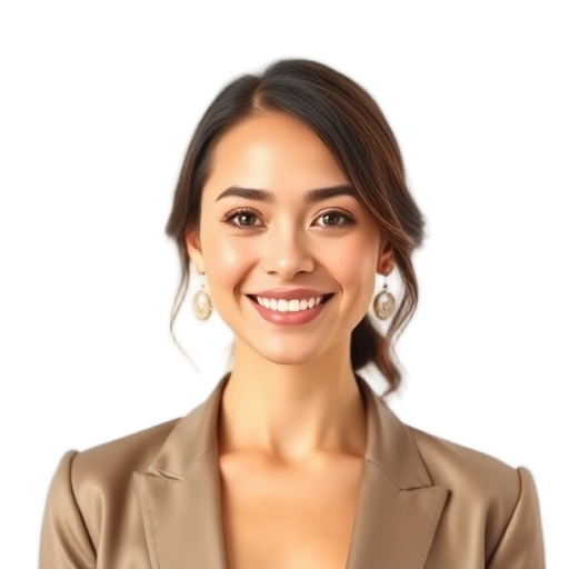 A person smiling to the camera with a white background looking like