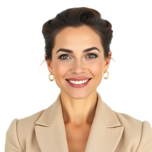 A person smiling to the camera with a white background looking like