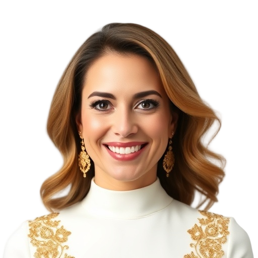 A person smiling to the camera with a white background looking like