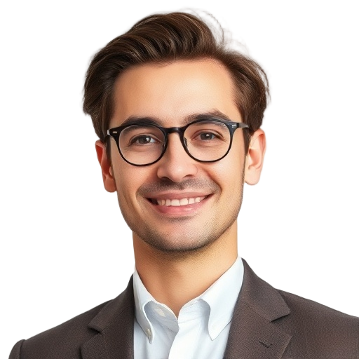 A person smiling to the camera with a white background looking like