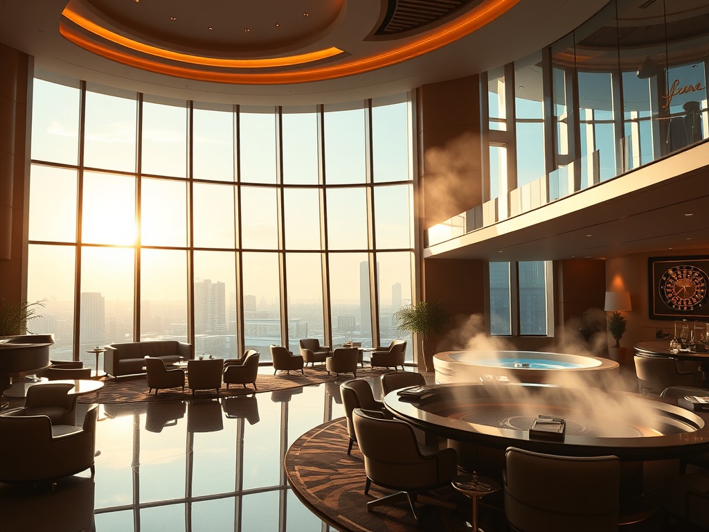 Luxurious modern casino hotel hero scene