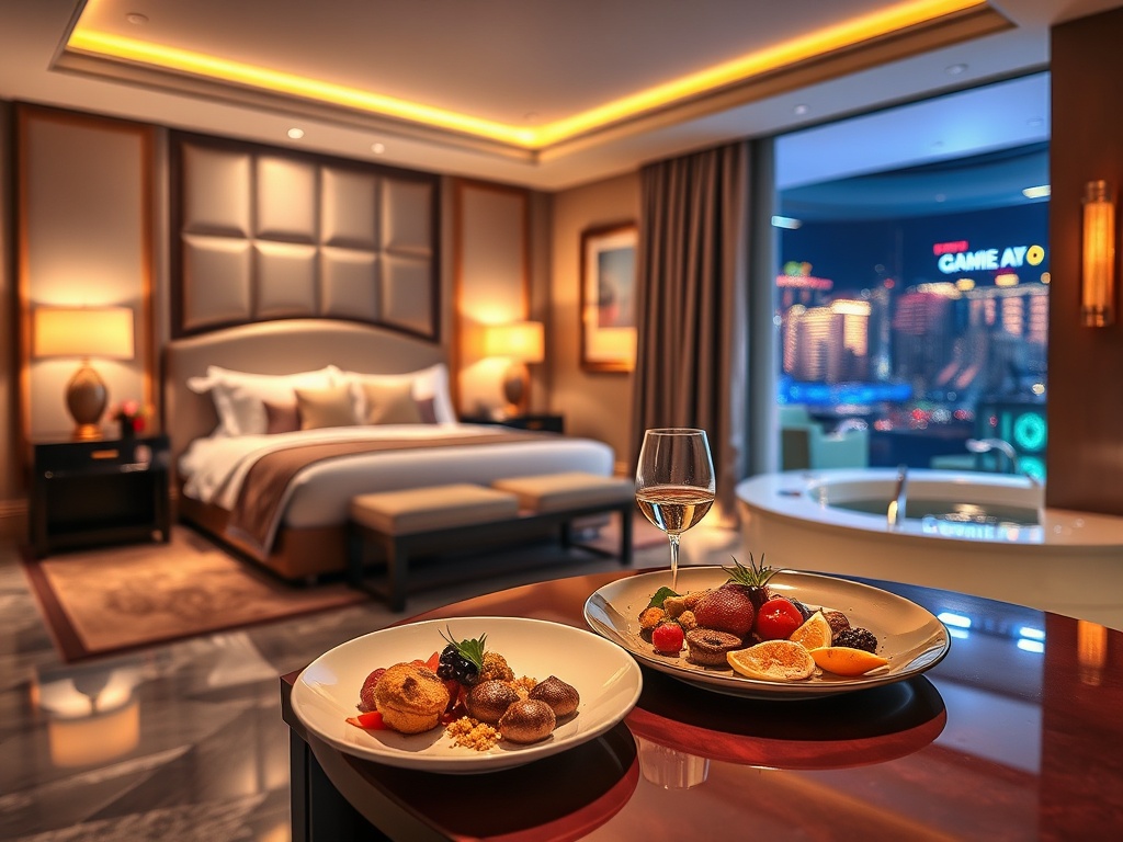 "Luxury casino hotel vibe
