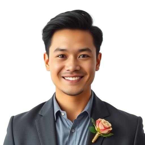 A person smiling to the camera with a white background looking like