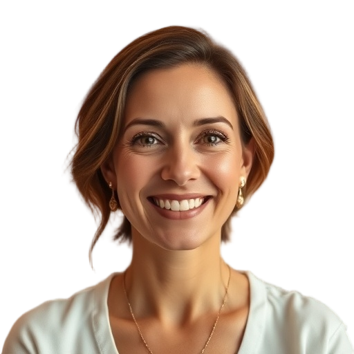 A person smiling to the camera with a white background looking like