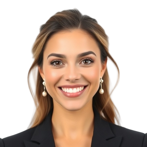 A person smiling to the camera with a white background looking like