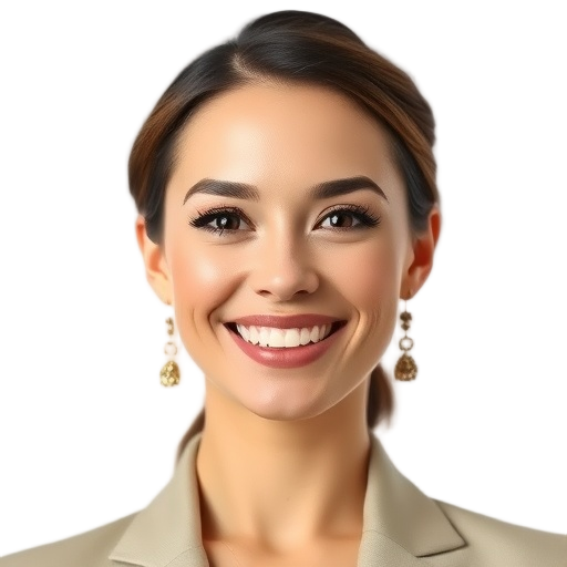 A person smiling to the camera with a white background looking like