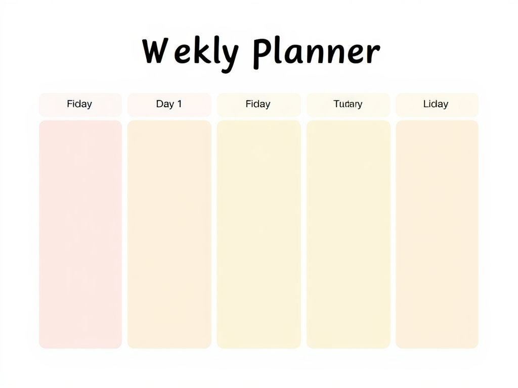 "a weekly planner" "7 colorful boxes labeled Day 1 to Day 5" "icons representing protein, fiber, calorie density" "healthy food illustrations" "calm, clean background"