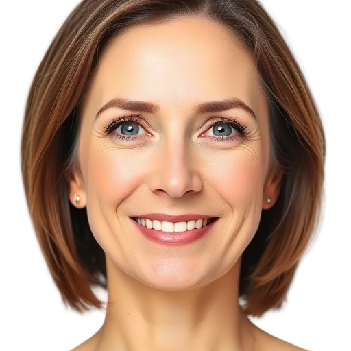 A woman smiling to the camera with a white background looking like