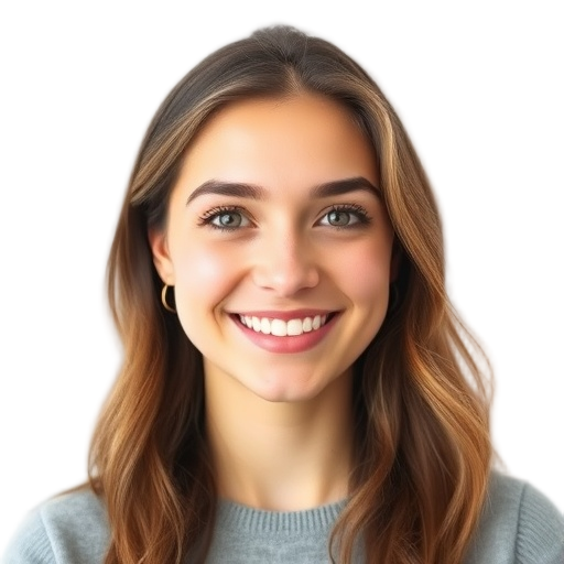 A person smiling to the camera with a white background looking like