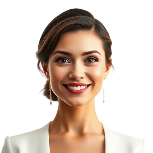 A person smiling to the camera with a white background looking like