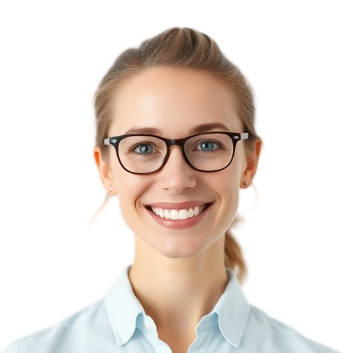 A person smiling to the camera with a white background looking like