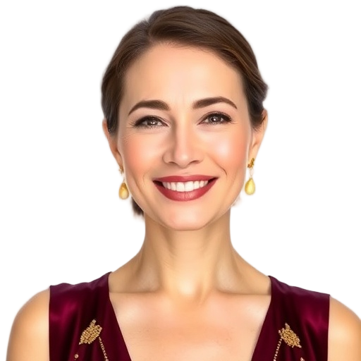 A person smiling to the camera with a white background looking like