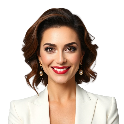 A person smiling to the camera with a white background looking like