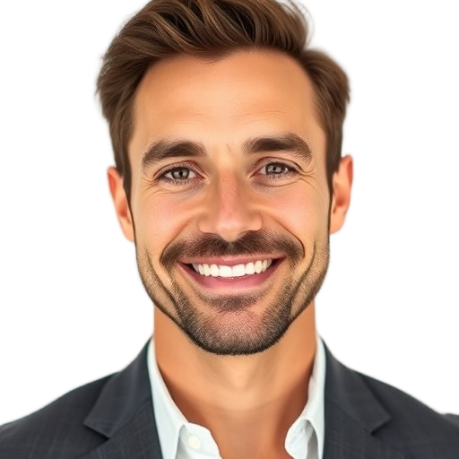 A person smiling to the camera with a white background looking like