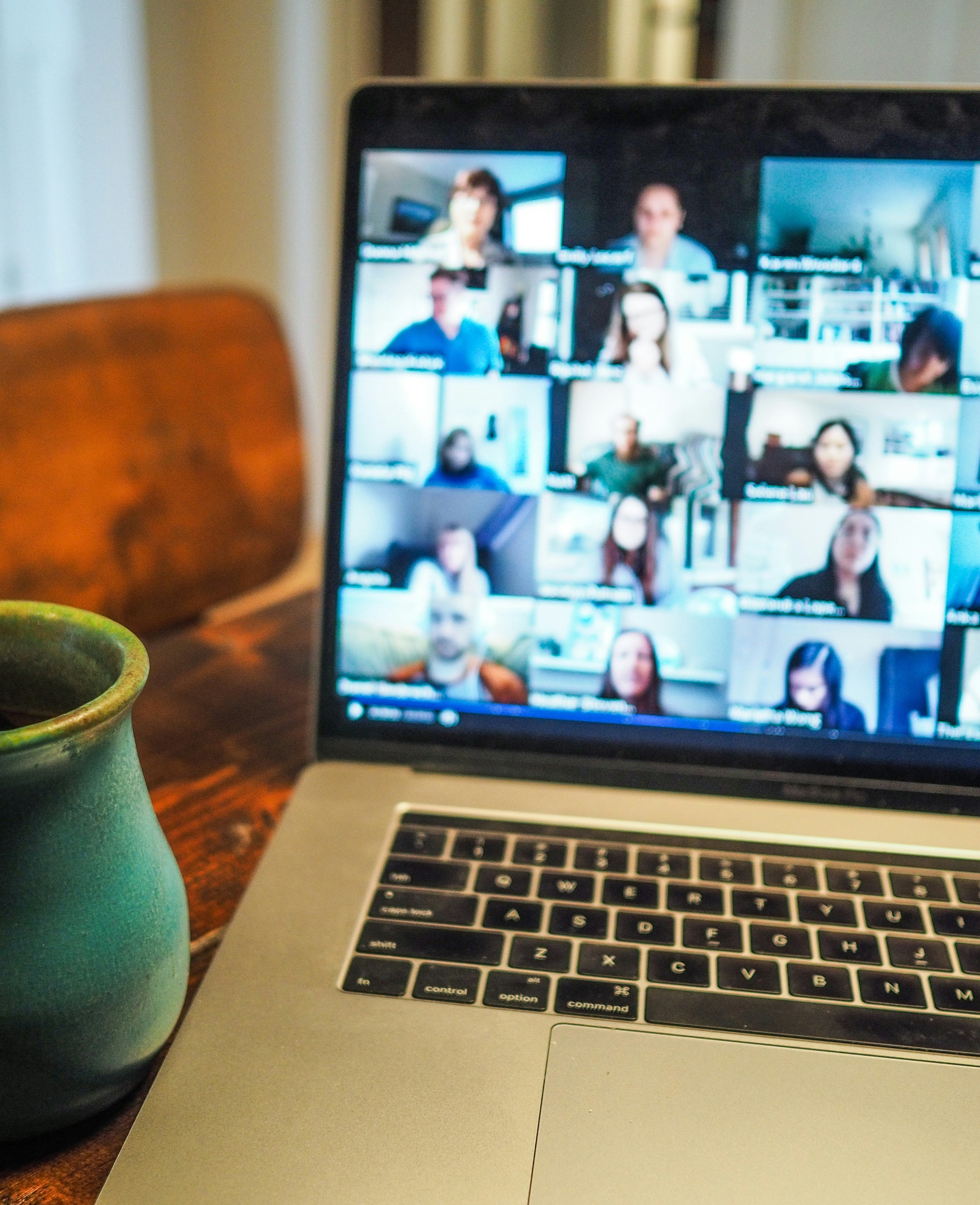 Zoom call with coffee