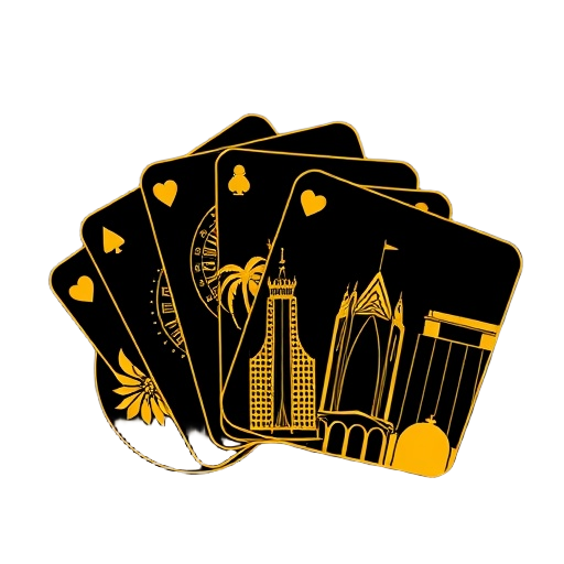 Carefully describe an image showing "gold" "casino" "hotel" in a premium dark-luxury theme