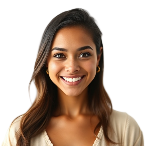 A person smiling to the camera with a white background looking like