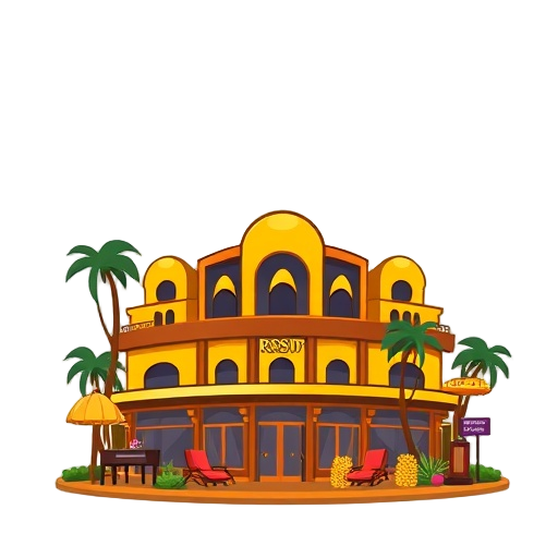 Carefully describe an image in great detail that needs to be generate, use quotes to split visual things. "gold" "casino" "resort"