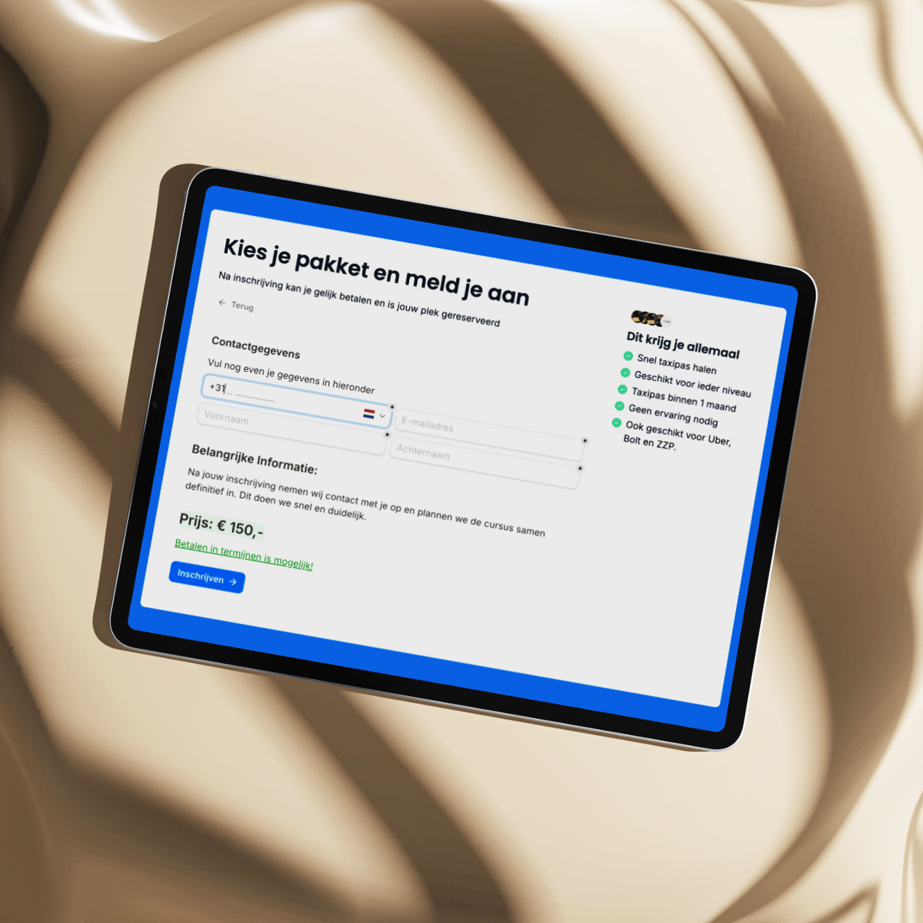 Plug&Pay Pagina form