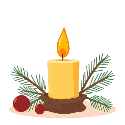 "glowing candle" "warm amber flame" "cozy home" "pine branches" "snowflakes" "stylish packaging"