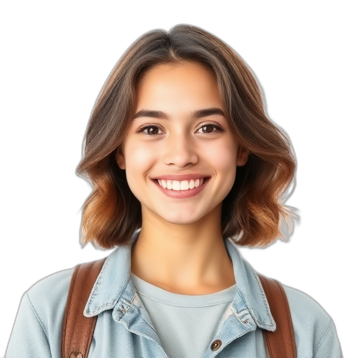 Een persoon die naar de camera lacht met een witte achtergrond.